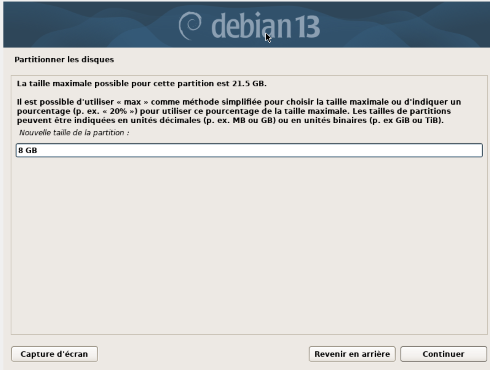 Création partition /boot Création partition /boot