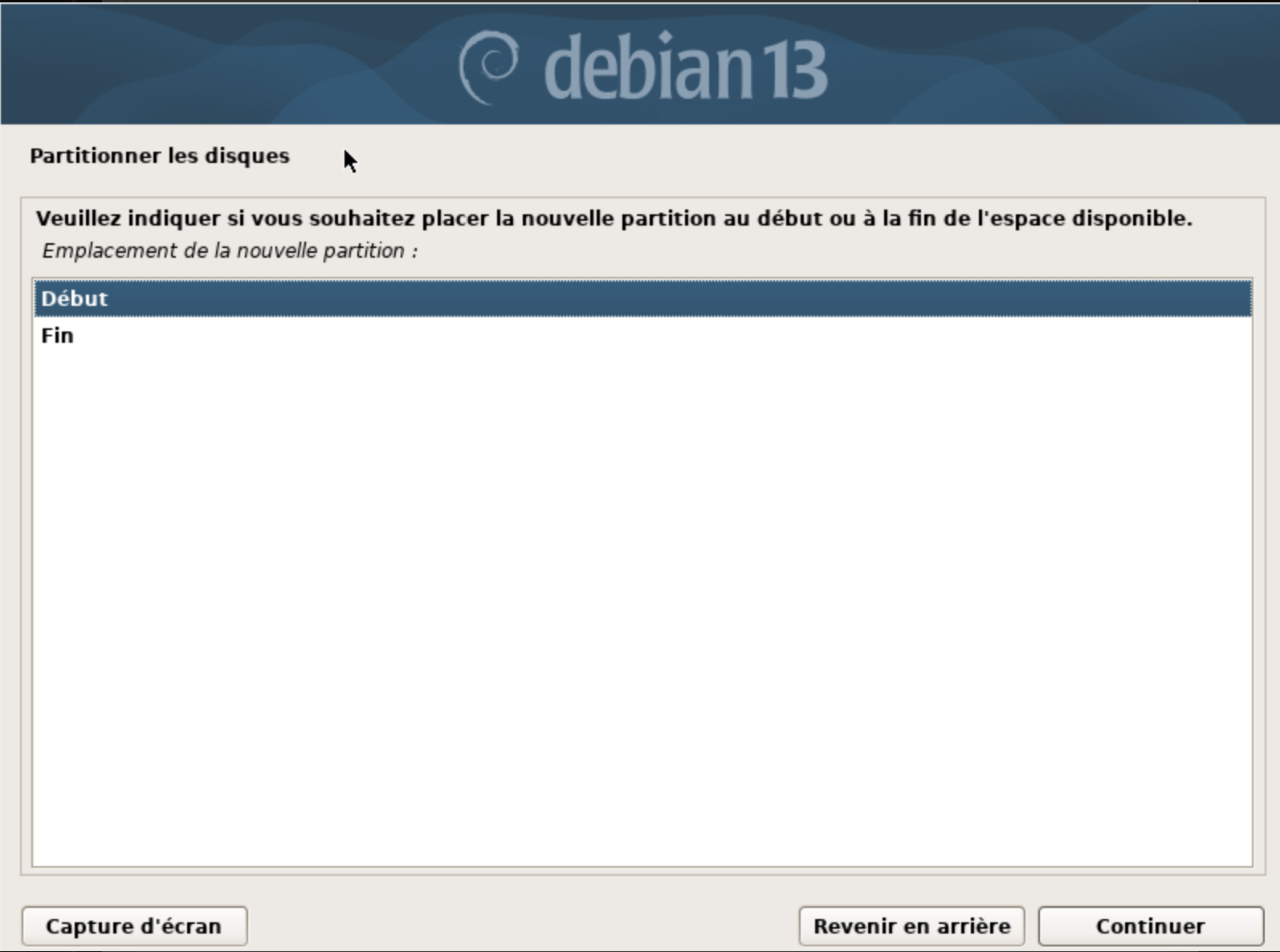 Placement /boot début de partition Placement /boot début de partition